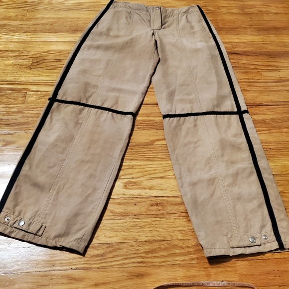 GEORGIO ARMANI made In Italy Tan Pants with Black Stripes Womens Sz 6.new - Picture 1 of 16